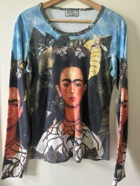 Frida Kahlo Print Long Sleeve Top